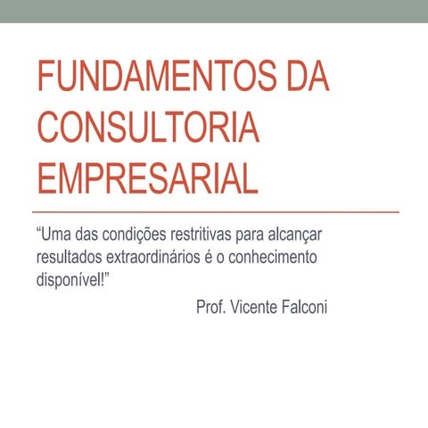 Fundamentos da Consultoria Empresarial