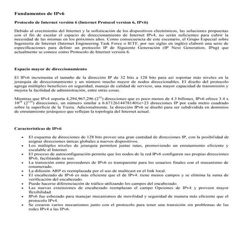 Fundamentos de IPv6
