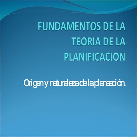 Fundamentos de la teoria de la planificacion | PPT
