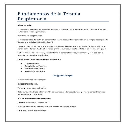 Fundamentos de la terapia respiratoria INER(1er Apunte)