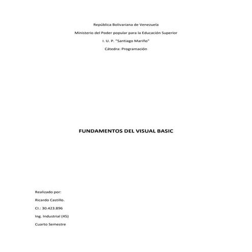 Fundamentos del Visual Basic Ricardo Castillo 
