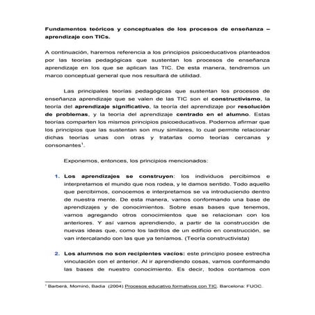 Fundamentos teóricos y conceptuales de los procesos de enseñanza
