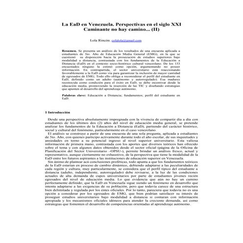 La EaD. Perspectivas en el siglo XXI. Caminante no hay camino