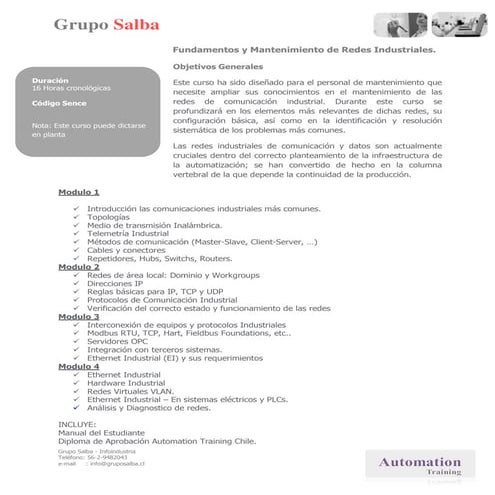Curso fundamento y mantenimiento de redes industriales
