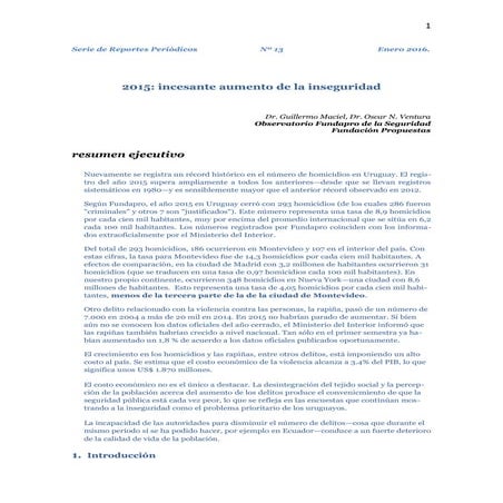 2015: incesante aumento de la inseguridad