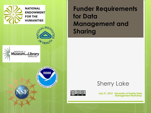 Funder requirements for Data Management Plans