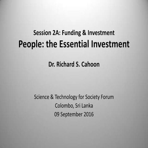 Funding and Investment - Richard Cahoon