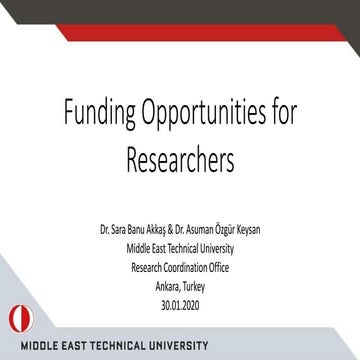 Funding opportunities for researchers- Dr. Sara Banu Akkaş & Dr. Asuman Özgür...