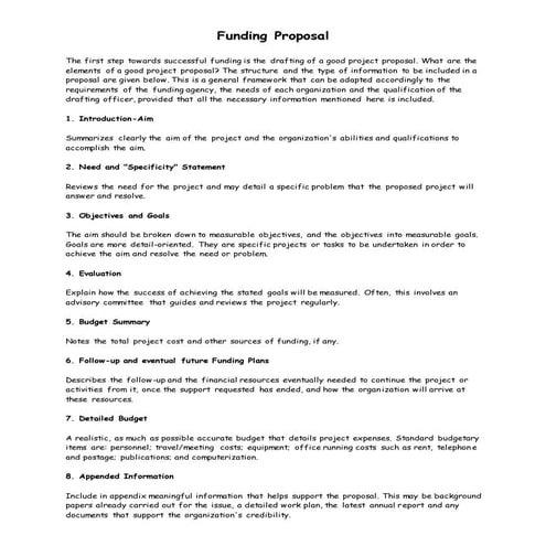 Funding proposal