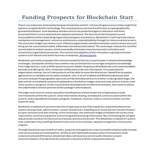 Funding prospects for blockchain start