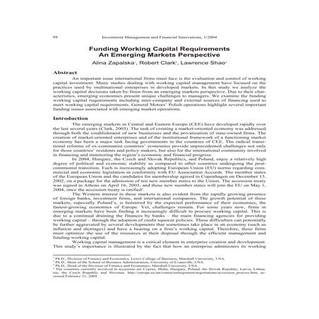 Funding working capital requirements