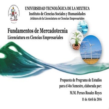 Mercadotecnia, Propuesta de Estudios