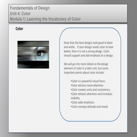 Fund of design unit 4 module 1 learning the vocabulary of color 