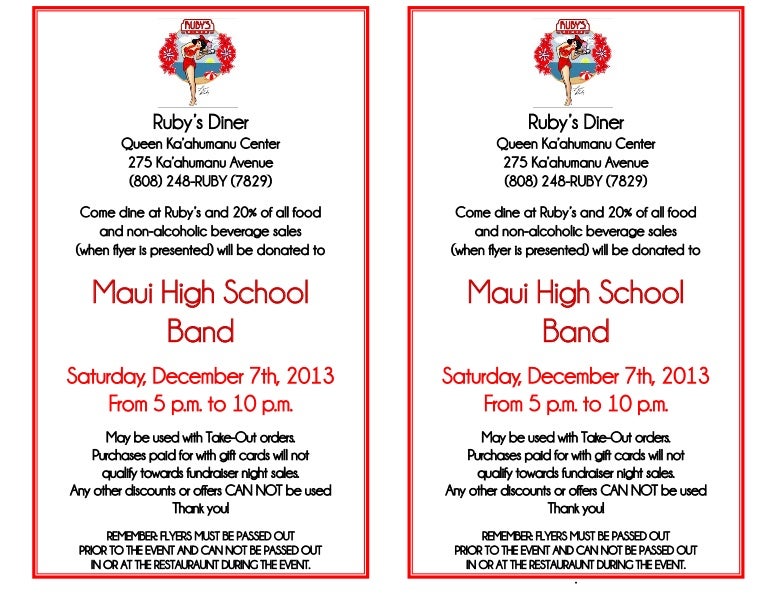 maui high school band fundraiser flyer school band flyer