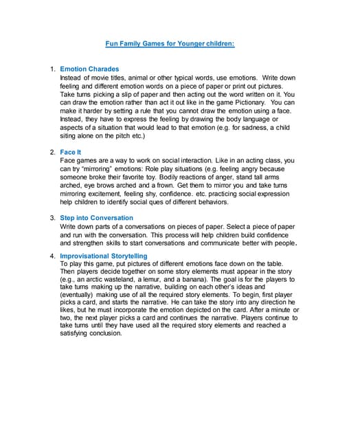 Fun family games for younger children