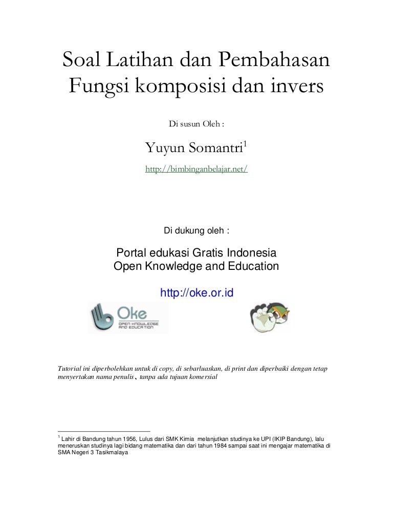 Soal Latihan Dan Pembahasan Fungsi Komposisi Dan Fungsi Invers