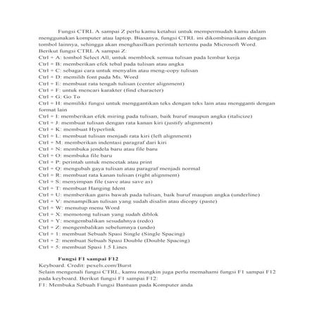 Fungsi CTRL A sampai Z adalam memamanuat ms ofices