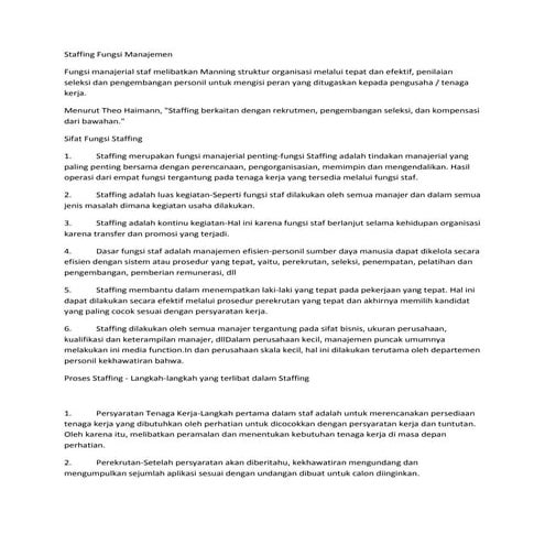 Fungsi manajemen   staffing