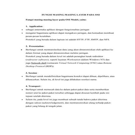 Fungsi masing2 osi layer