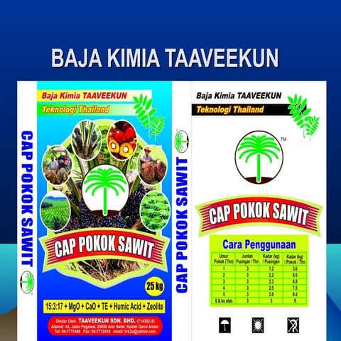 Fungsi nutrient dalam baja kimia cap pokok sawit