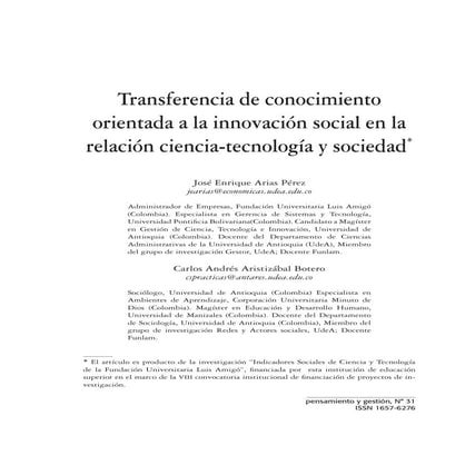 transferencia del conocimiento orientada a la innovacion social en la relacio...