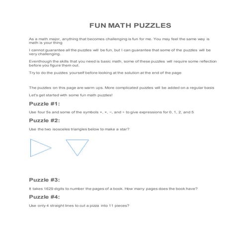Fun math puzzles (1) | PDF