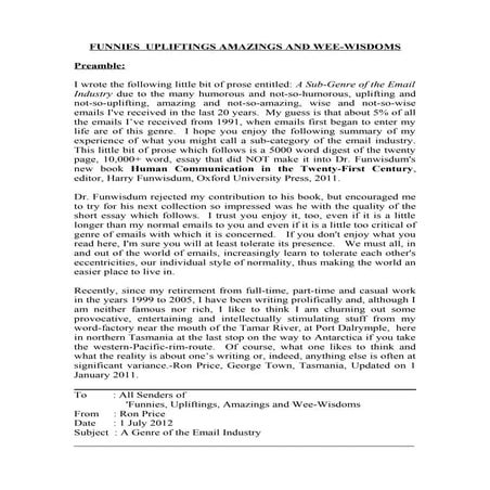 Funnies Wee-Wisdoms, Upliftings and Amazings