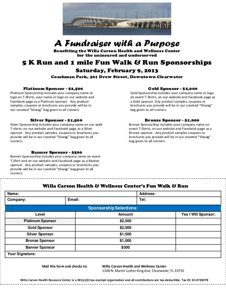 Fun walk & run sponsorship form
