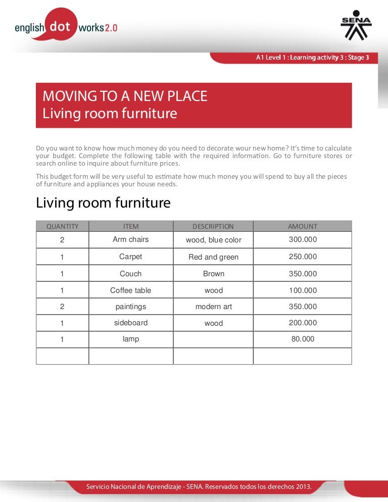 Furniture budget form ga3_a1_l1_2
