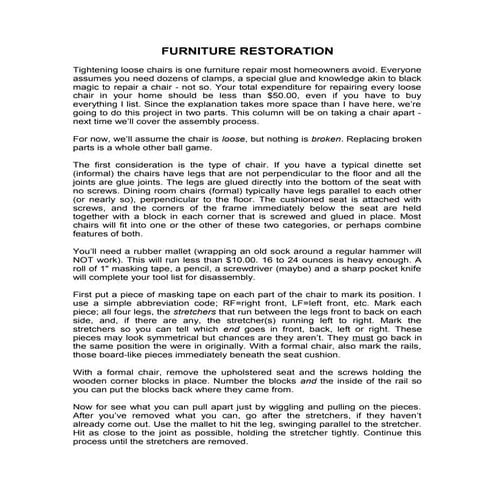 Furniture restoration