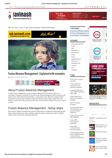 Fusion absence management   explained with examples