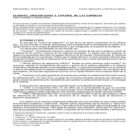 Fusiones, Adquisiciones y Control de las Empresas rescatado por Luis Fernando Heras Portillo