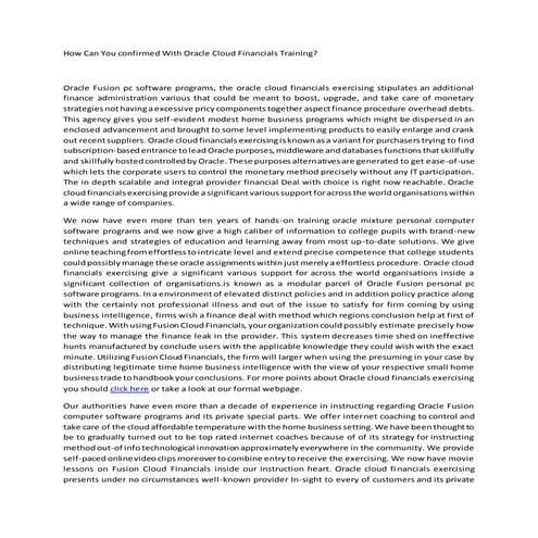 Fusion financials training