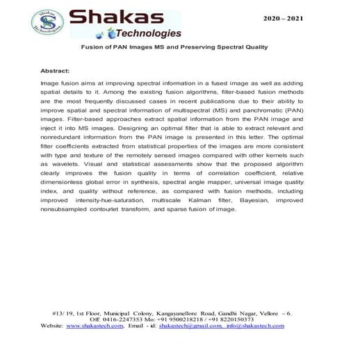 Fusion of pan images ms and preserving spectral quality