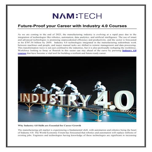 Future-Proof your Career with Industry 4.0 Courses