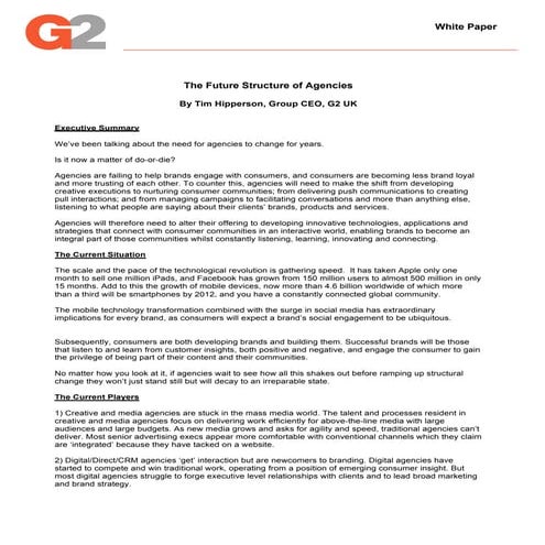 The Future Structure of Agencies.