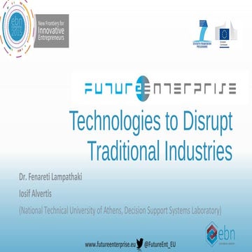 Future enterprise presentation, at EBN Congress Brussels 2015, by Iosif Alvertis