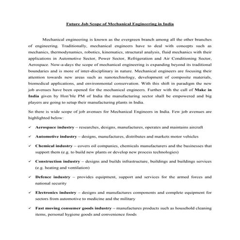 Future job scope of mechanical engineering