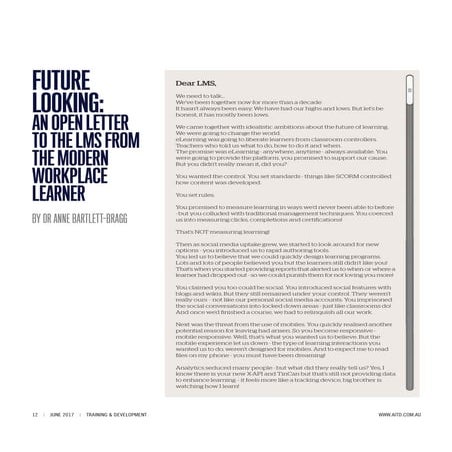 Future looking - an open letter to the LMS