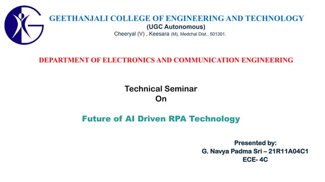 Future of AI Driven RPA college presentation