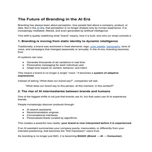 The Future of Branding in the AI Era | How AI Is Reshaping Brands | PDF