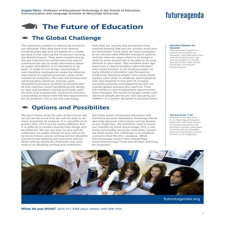 Future of education - An initial perspective - Sugata Mitra, Professor of Edu...