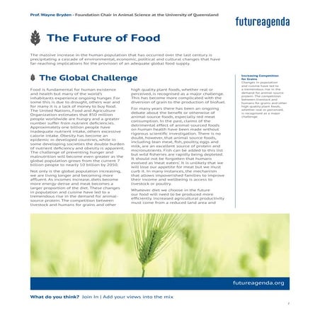 Future of food  -  An initial perspective by Prof. Wayne Bryden, Foundation C...