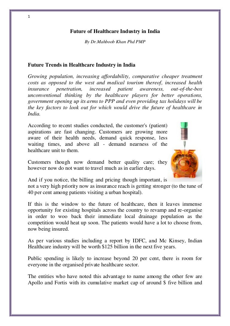 Future Of Healthcare Industry In India By Dr Mahboob Ali Khan Phd - 