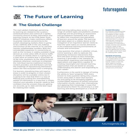 Future of learning  - An initial perspective by Tim Gifford of ELTjam