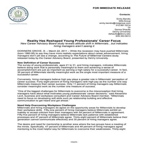 Future Of Millennial Careers Release