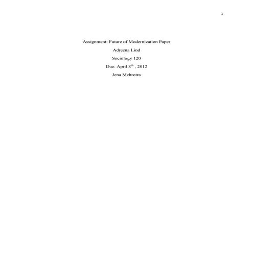Future of Modernization- Essay