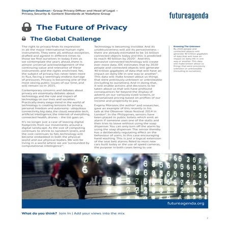 Future of privacy - An initial perspective - Stephen Deadman, Vodafone