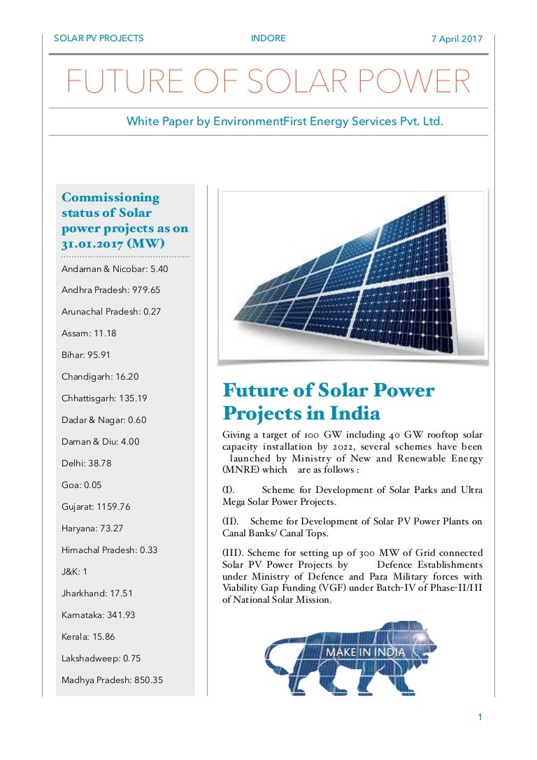 Future Of Solar Power Projects In India
