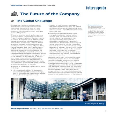 Future of the company An initial perspective - Paige Morrow - Frank Bold